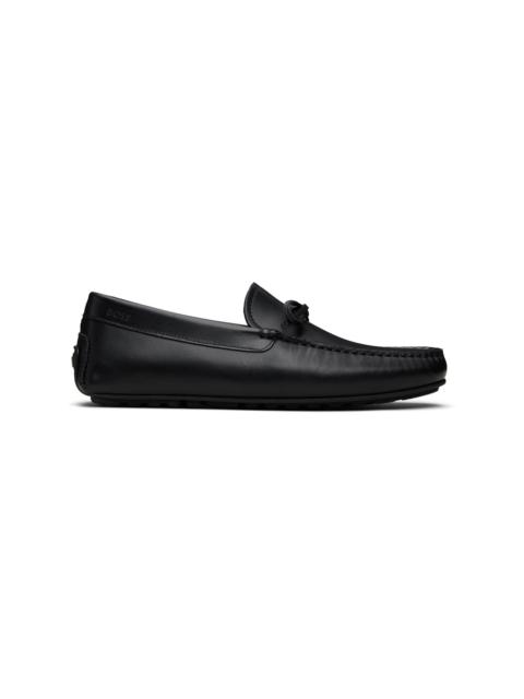 Black Bow-Trim Driver Loafers