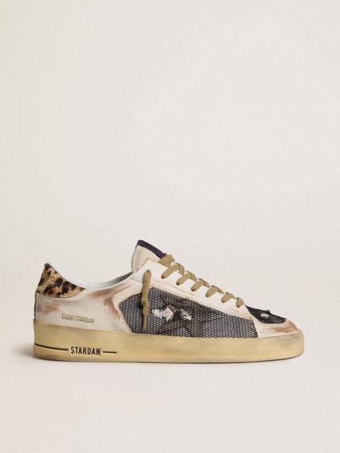 Men's Stardan in nappa and mesh with leopard-print pony skin heel tab