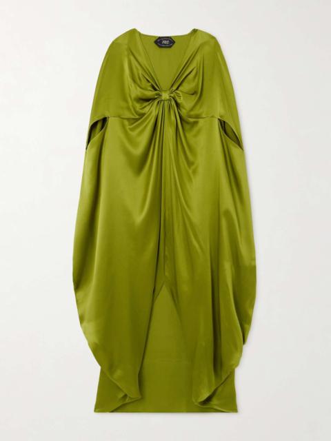 Azores twist-front silk-satin kaftan