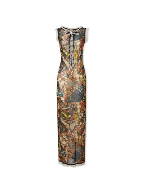 Jean Paul Gaultier Butterfly Mesh Maxi Dress