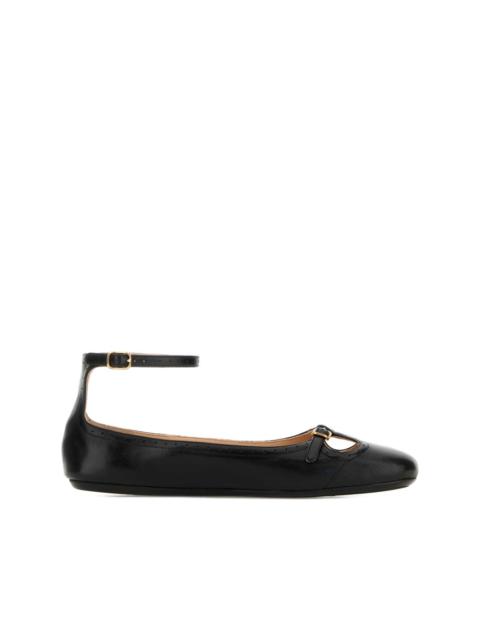 Misty buckle-strap leather ballerinas