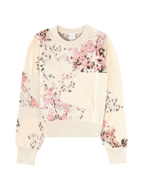 floral-print knitted sweater