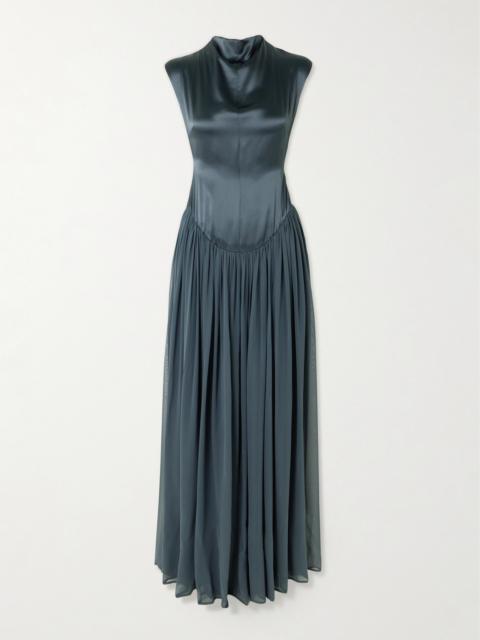 Sabi Gathered Silk-satin And -chiffon Gown