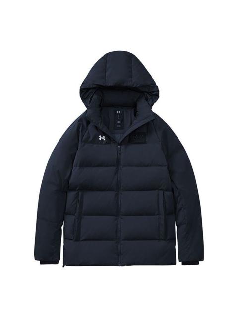 (WMNS) Under Armour Logo Training Hooded Down Jacket 'Black White' 21600801-001