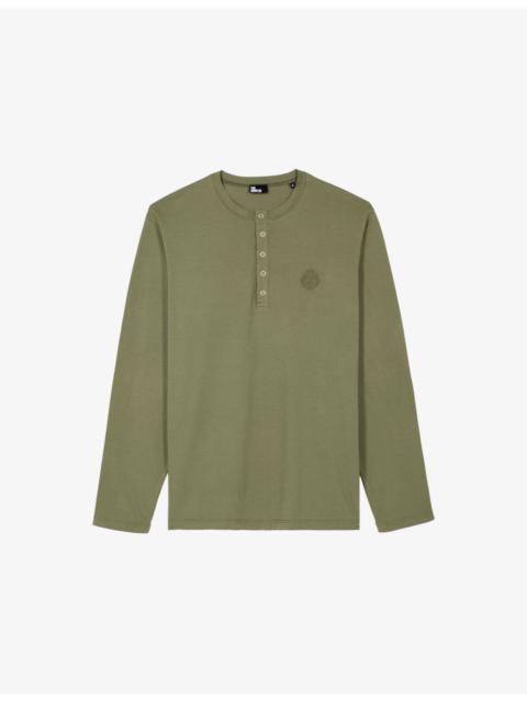 Brand-Embroidered Henley-Collar Cotton-Jersey T-Shirt