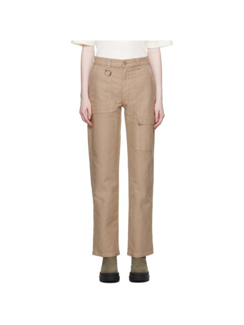 Beige Gravure Trousers