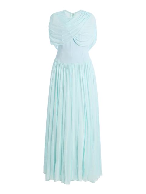 Nancie Draped Jersey Cape Midi Dress blue