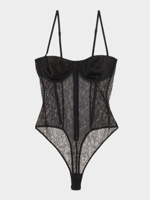 Petite Fleur Sweetheart Floral Lace Bodysuit