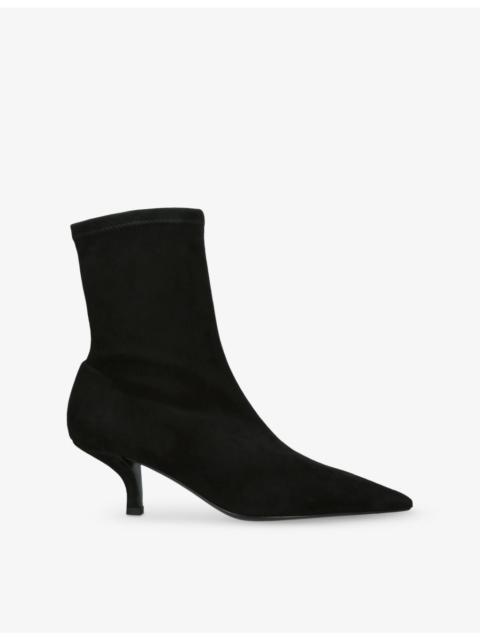 Sock Suede Heeled Boots