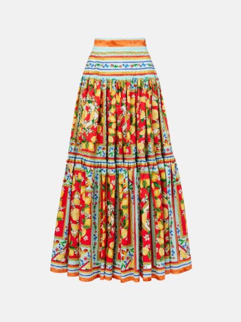 Taormina printed cotton maxi skirt