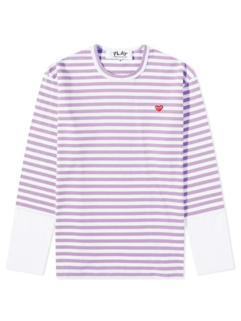 Comme des Garcons Play Long Sleeve Stripe Contrast Sleeve Te