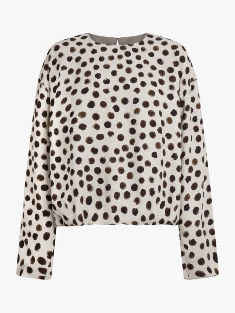 CAPO POLKA DOT PRINT L/S TOP | ECRU/BROWN