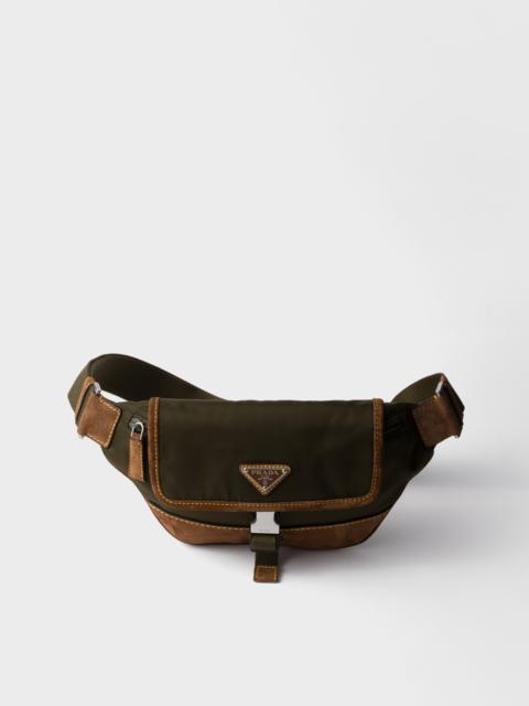 Re-Nylon and suede belt bag