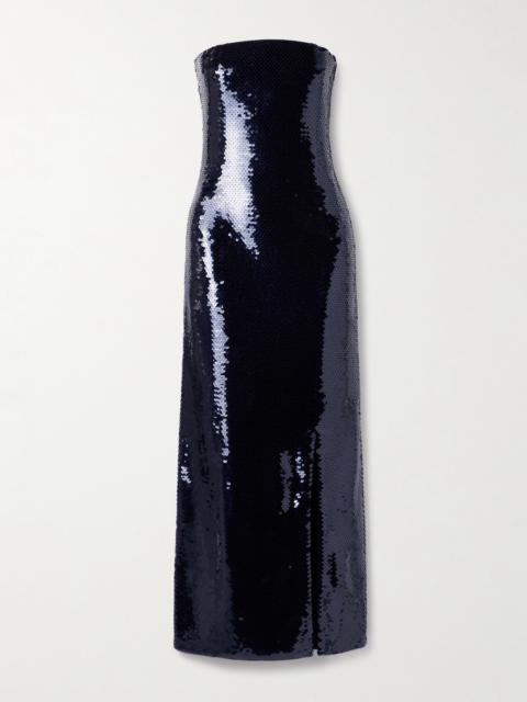 Strapless Sequin-embellished Recycled-tulle Maxi Dress