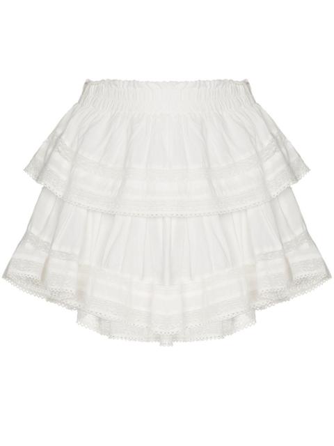 lace-trim cotton miniskirt