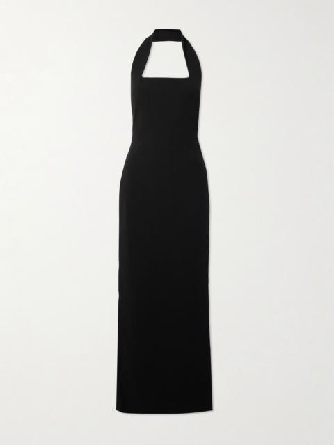 Illona crepe halterneck gown Black