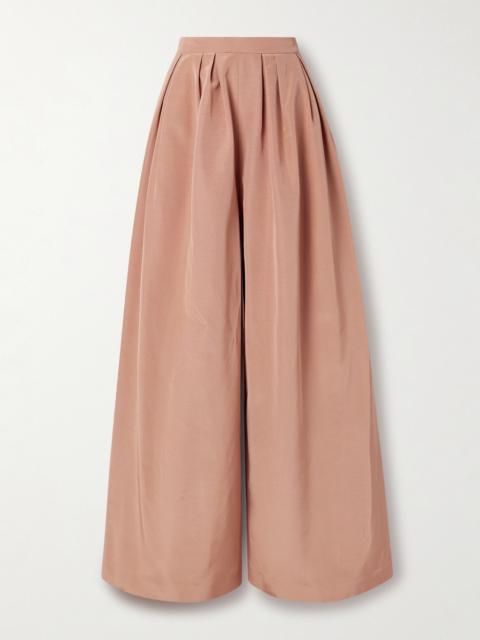 Pleated Cotton-blend Faille Wide-leg Pants