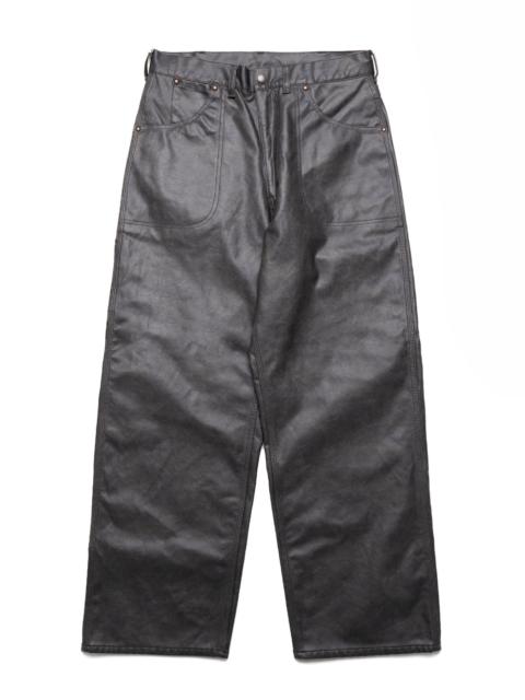 Painter Pants Lined Aged Fake Leather - Black