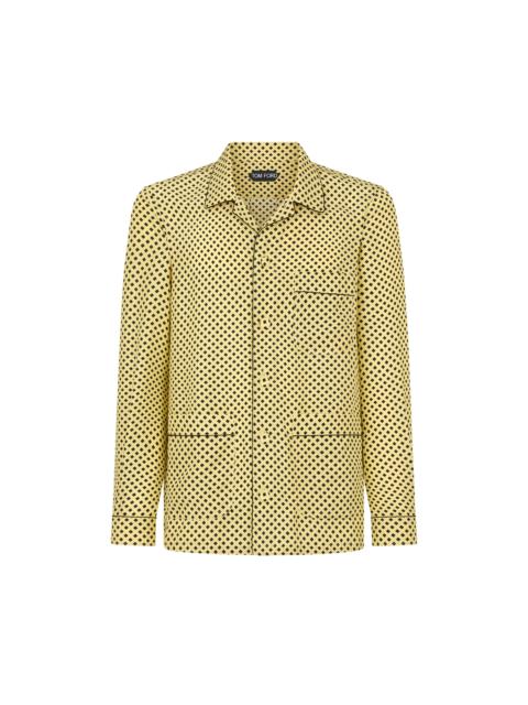 DIAMOND PRINT PEACHED SILK HABOTAI PAJAMA SHIRT