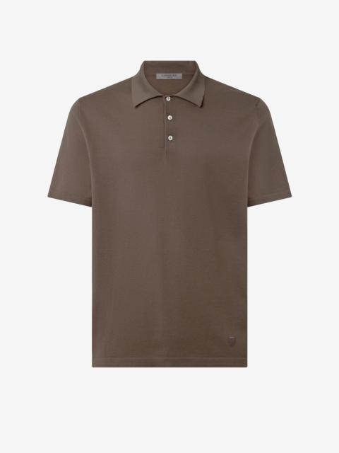 Brown button-up ice cotton polo shirt