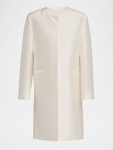 Silk Collarless Coat