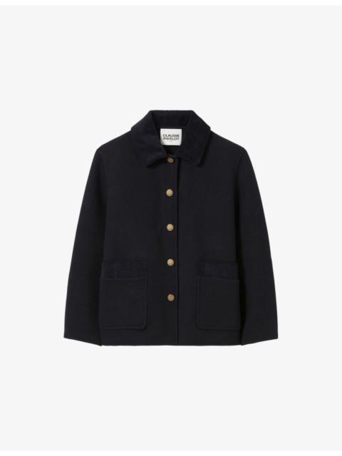 Cropped Side-Pocket Wool-Blend Coat