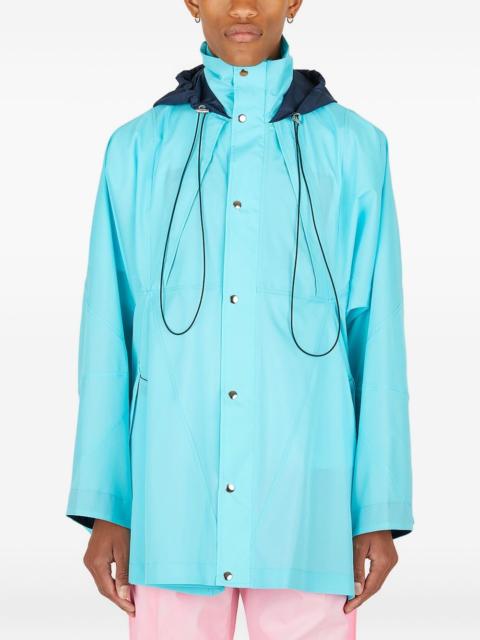 hooded panelled raincoat