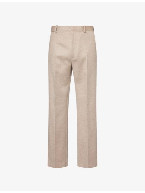 Tailored Straight-Leg Wool-Cashmere Blend Trousers