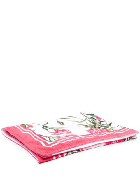 floral-print cotton beach towel