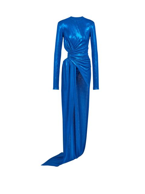 Draped jersey lamé dress
