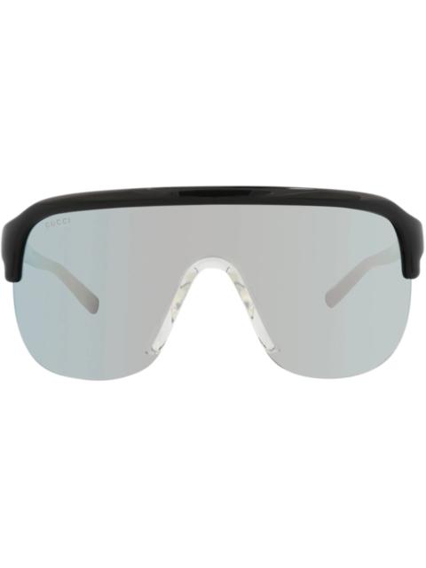 Gucci Shield-Frame Injection Sunglasses Black Black Silver (GG1645S-30015323-003)