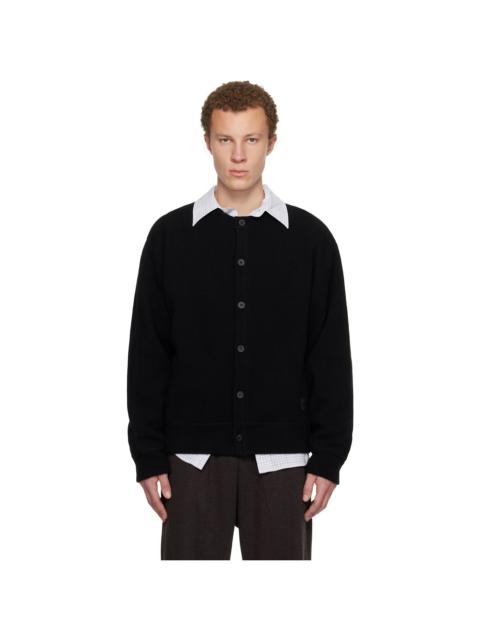 Black Henley Neck Cardigan