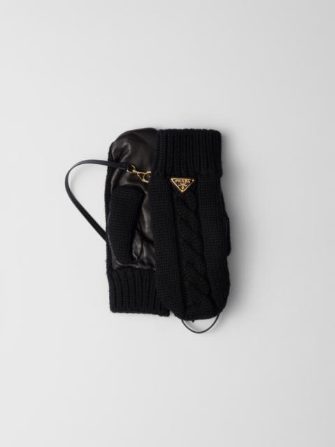 Wool and nappa leather mittens