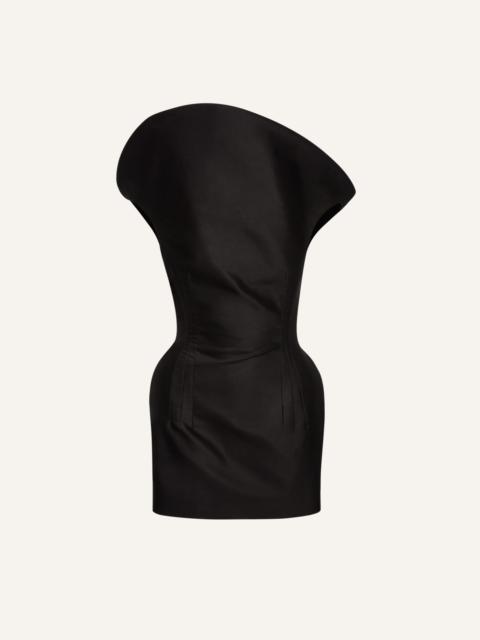 Sculpted cotton mini dress in black