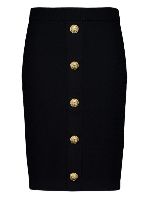 button zip midi skirt