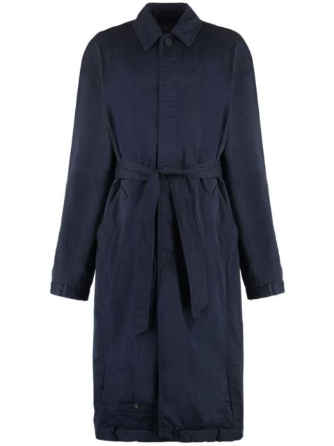 belted cotton long coat
