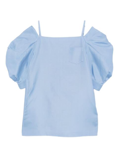 double-faced puff-sleeves dress