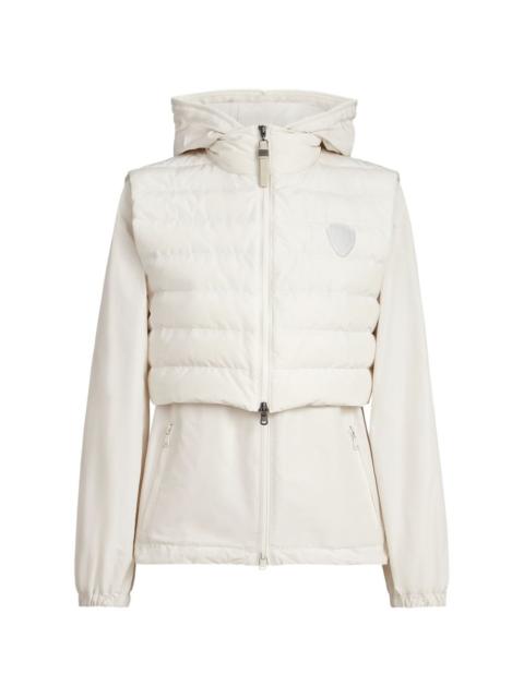 techno cotton taffeta outerwear jacket with detachable down vest, logo and monili