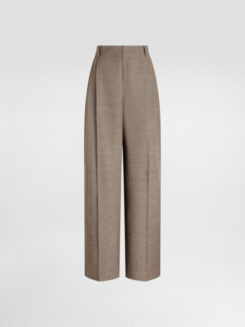 Tweed-effect linen and viscose trousers