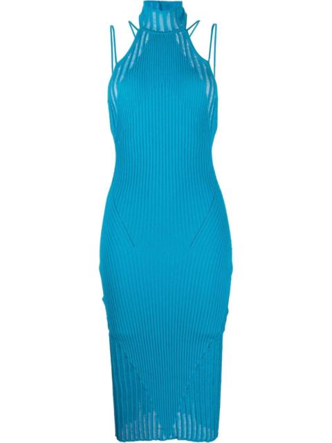 halterneck knitted midi dress