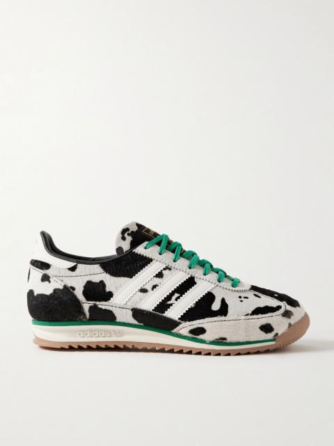 SL 72 OG suede and leather-trimmed cow-print calf hair sneakers Black