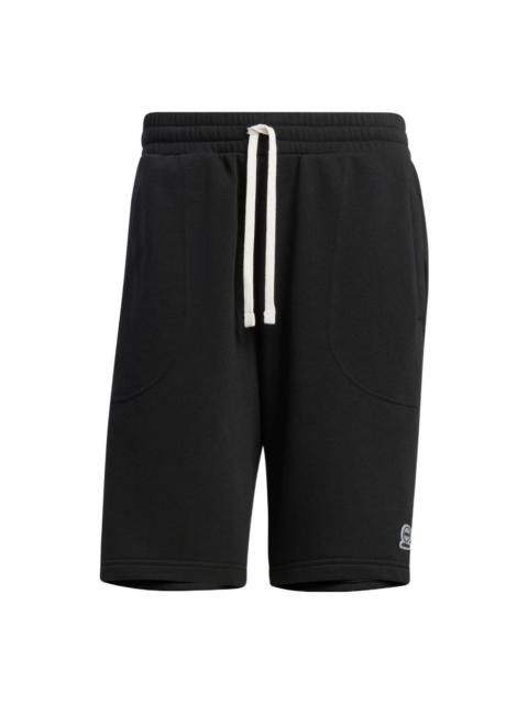 adidas neo Solid Color Lacing Casual Straight Shorts Unisex Black HS6819