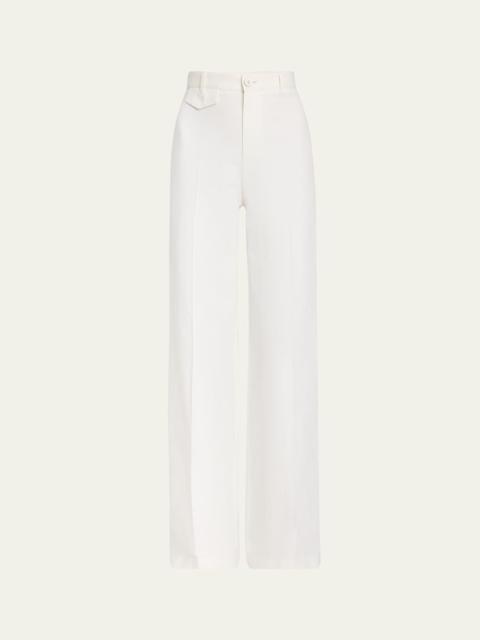 High-Rise Wide-Leg Cotton Pants
