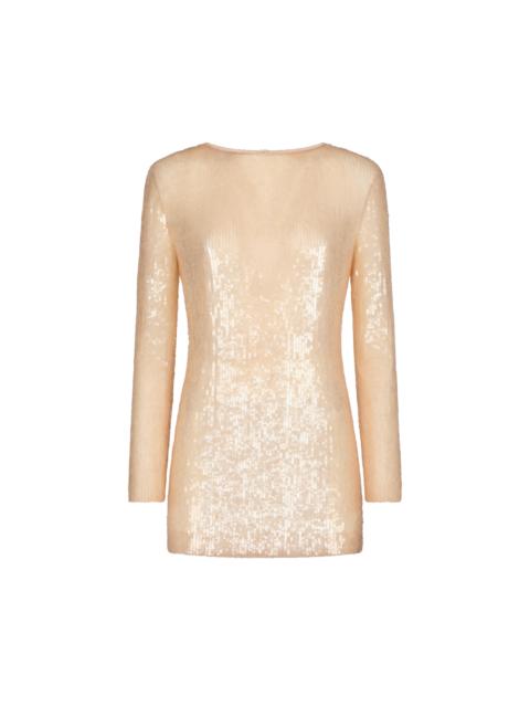 TRANSPARENT SEQUIN EMBROIDERY COCKTAIL MINI DRESS