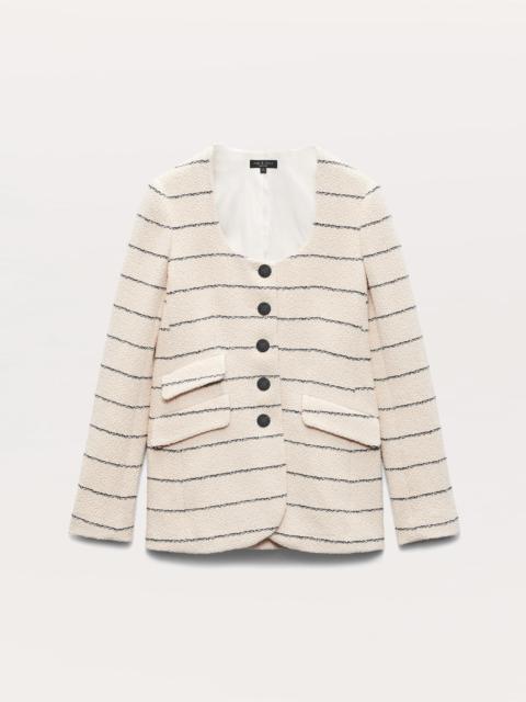 Roslyn Cotton Tweed Scoop-Neck Blazer