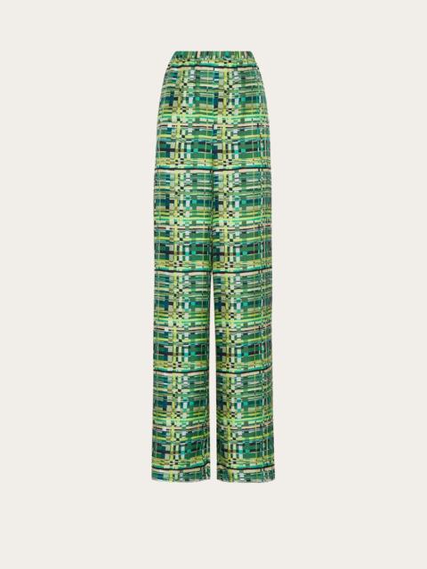 CHECK PRINT WIDE LEG TROUSER