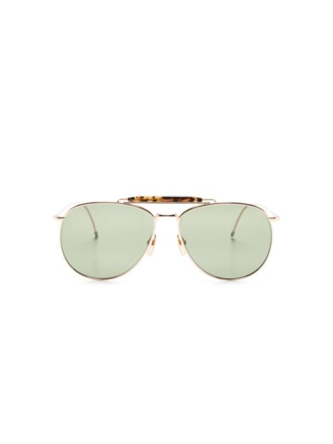 tortoiseshell-detailed pilot-frame sunglasses