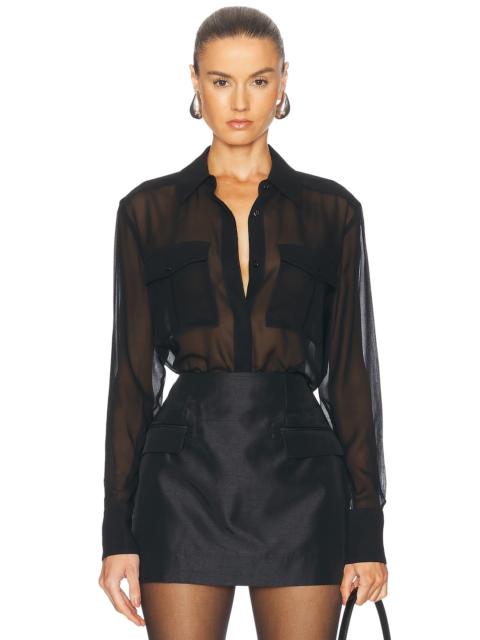 Chloe Sheer Double Pocket Long Sleeve Shirt