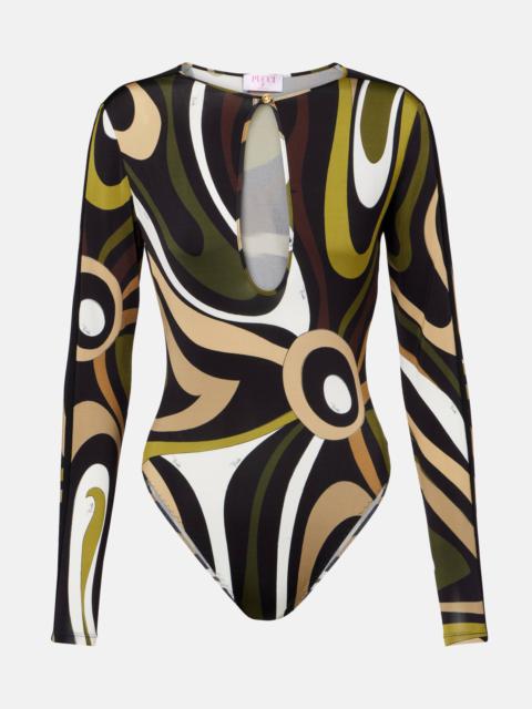 Marmo printed satin bodysuit