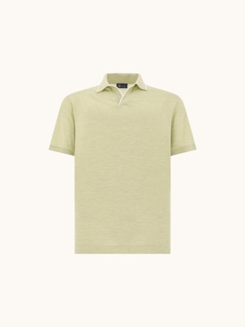 OPEN COLLAR POLO IN COTTON AND SILK
